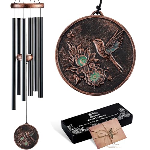 Wind Chimes for Outside, Vintage Hummingbird Deep Tone Wind Chime, Large Outdoor Hanging Decor for Patio Porch Balcony Garden, Gifts for Women Mom Grandma (32” Hummingbird) - size: 32" Hummingbird