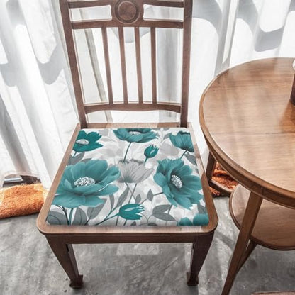 Degrees of Comfort Meditation Floor Cushion, Square Cushion for Adults Seat,Teal Grey and White Floral Printed Memory Foam Cushion, Outdoor Picnic Mat 14.96 * 13.78 Inch.