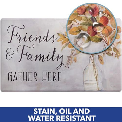 Home Dynamix SoHome Cozy Living Friends and Family Gather Eucalyptus Floral Anti-Fatigue Kitchen Mat, Grey/Yellow, 17.5"x30" - color: Grey/Yellow, size: 30"L x 17.5"W x 0.5"Th