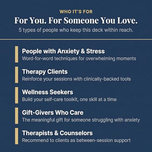 Anxiety Relief Coping Skills Cards — 55 Evidence-Based Techniques for Fast-Acting Relief | DBT, CBT & Grounding Tools for Anxiety, Stress & Overwhelm.