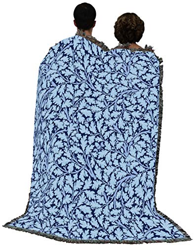Pure Country Weavers William Morris Oak Tree Blues Blanket - Arts & Crafts - Gift Tapestry Throw Woven from Cotton - Made in the USA (72x54) - color: Blues, size: Large