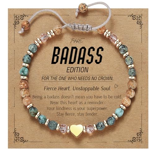 yupoxiu Inspirational Gifts for Women Birthday - Healing Natural Stone Bracelets, Thinking of You Get Well Soon Gifts for Women Friend Sister - style: N-BADASS
