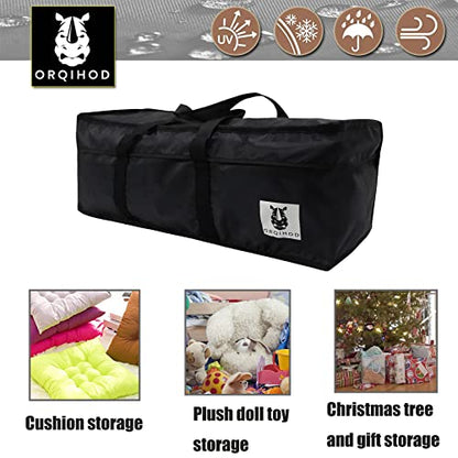 Outdoor Cushion Storage Bag Waterproof, Extra Large Bag for Outdoor Cushions 420D Heavy Duty Patio Furniture Cushion Storage Bags with Zipper 65 Inch, Black - size: 65x20x28in