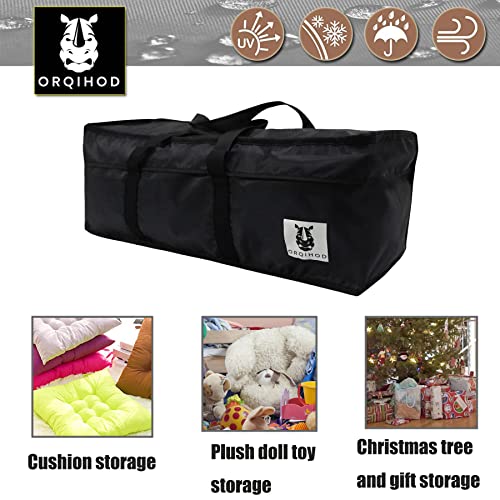 Outdoor Cushion Storage Bag Waterproof, Extra Large Bag for Outdoor Cushions 420D Heavy Duty Patio Furniture Cushion Storage Bags with Zipper 65 Inch, Black - size: 65x20x28in