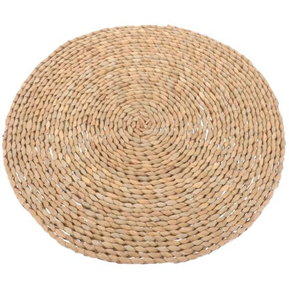 Kichvoe Woven Meditation Floor Cushion 40x40cm Dark Natural Grass Yoga Sitting Mat Pillow for Home and Bedroom Floor Seating