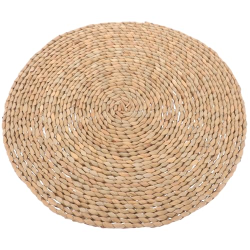 Kichvoe Woven Meditation Floor Cushion 40x40cm Dark Natural Grass Yoga Sitting Mat Pillow for Home and Bedroom Floor Seating
