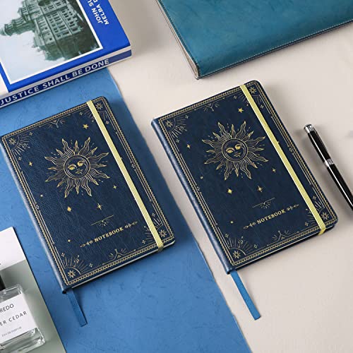 Artfan Ruled Notebook/Journal – Premium Thick Paper Faux Leather Classic Writing Notebook with Pocket + Page Dividers Gifts, Banded, Large, 144 Pages, Hard Cover, Lined (5.8''x 8.4'') - Blue - color: BLUE