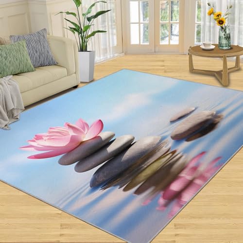 Zen Rug, Japanese Spa Design Area Rug - 2x5 Washable & Non Slip Oriental Florals Rugs for Meditation Room, Soft Noise Reduction Indoor Carpet Peaceful & Natural Decor Floor Mats - color: Japanese Spa Zen, size: 2' W x 5' L