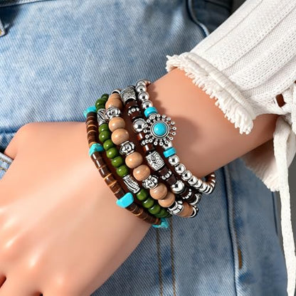 Gothic Bracelet Adjustable Punk Braided Leather Multilayer Grunge Set Bracelets Emo Metal Cuff Wrap Bangles Meaningful Gift - color: J-BZ-58