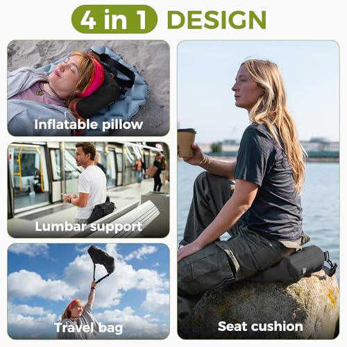 ATEPA Cloud Airbag Inflatable Sling Bag, Ultralight 15L Crossbody Travel Bag with Convertible Pillow & Lumbar Support, Packable Shoulder Bag for Travel, Hiking & Outdoor Adventure - color: Black