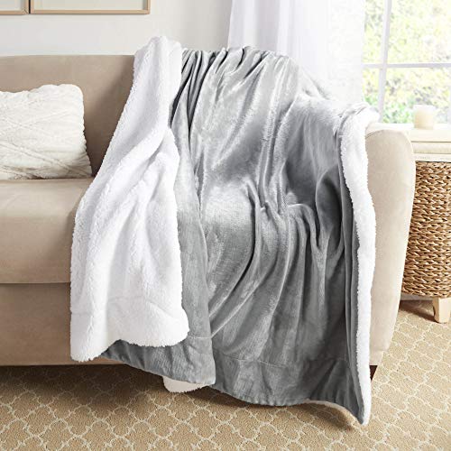 Sherpa Throw Blanket Super Soft Reversible Ultra Luxurious Plush Blanket, 60 x 80 inches, Silver/White - color: Silver / White, size: Twin (60" x 80")