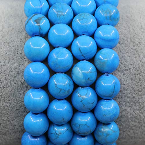 Amandastone Natural Gemstone 8mm Round Beads Stretch Bracelet 7 Inch - color: Dyed Turquoise Howlite