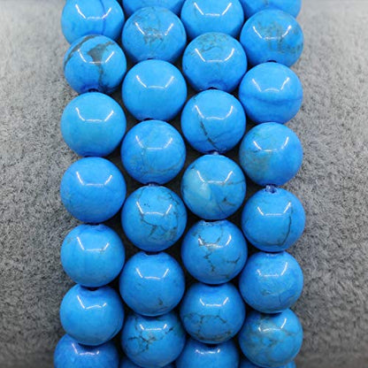 Amandastone Natural Gemstone 8mm Round Beads Stretch Bracelet 7 Inch - color: Dyed Turquoise Howlite