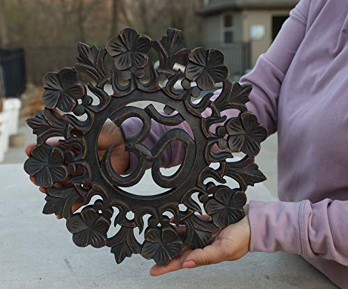 DharmaObjects Handcrafted Wooden Om Wall Decor Hanging Art - color: OM BLACK