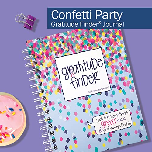 Gratitude Journal 52 Week Daily Positive Thinking for Thankfulness + Sticker Set | Gratitude Finder - color: Confetti Party + Grateful Heart Stickers