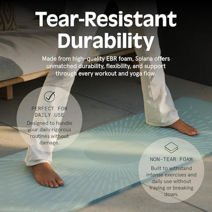 Retrospec Solana Yoga Mat Thick 1/2in Non-Slip Workout Mat with Nylon Strap - 72x24in Exercise Mat for Pilates, Stretching & Fitness - BPA Free, Easy Clean - color: Blue Mist