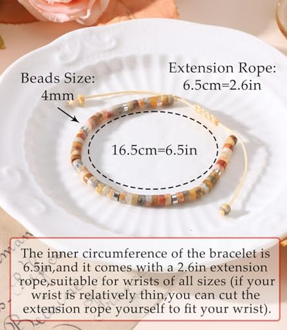 CASDAN Natural Crystal Beaded Bracelet for Women Natural Stone Adjustable Braided Rope Bracelets Spiritual Bracelet Inspirational Gifts - color: African Opal