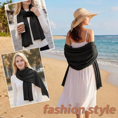 Pashmina shawls and wraps for Evening Dresses Scarf for Women Winter Shawl Wraps for Women Weedings - color: Black