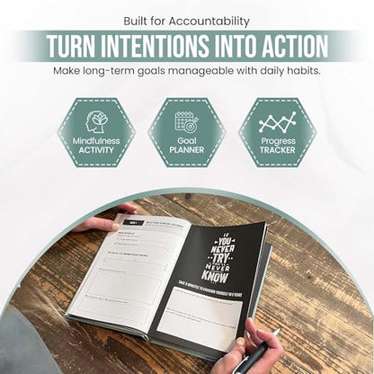 The Behavior Shift Daily Shift Goal Journal - Guided Journal for Goals, Productivity, Mindfulness & Self Care - Wellness Planner with Prompts for Men & Women - 52 Week undated Progress Tracker (Green)