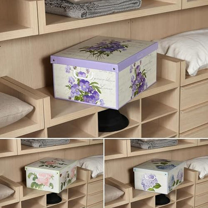 Lavatelli: Storage Box 6 Pack: Large - Flower Mix - Lid & Handles, Decorative Cardboard Organizer, Stack-Fold, Home-Clothes-Linens, 19.7 x 15.4 x 9.4