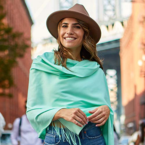 Shawl Wrap for Women Large Pashmina Scarf Evening Dress Bridesmaid Wedding Bridal - color: Mint Green
