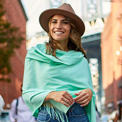 Shawl Wrap for Women Large Pashmina Scarf Evening Dress Bridesmaid Wedding Bridal - color: Mint Green