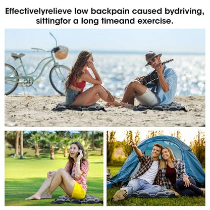 Inflatable Seat Cushion, Lightweight Camping Air Sitting Pad with Repair Cloths (Grey)