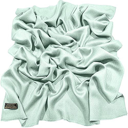 CJ Apparel Solid Color Fringe Design Fringe Shawl Scarf Wrap Stole Throw Head Wrap Pashmina Gift Hand Made in Nepal New - color: Celeste Fc1019h