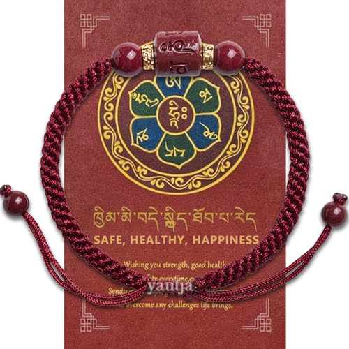 yautja Tibetan Buddhist Lucky Red String Bracelets Spiritual Protection Handmade Adjustable Red Buddha Bracelet Yoga Prayer Cinnabar Beads Amulet Bracelet Evil Protection Women Jewelry Gift for Health Charm Wealth Good Fortune - color: Red-2