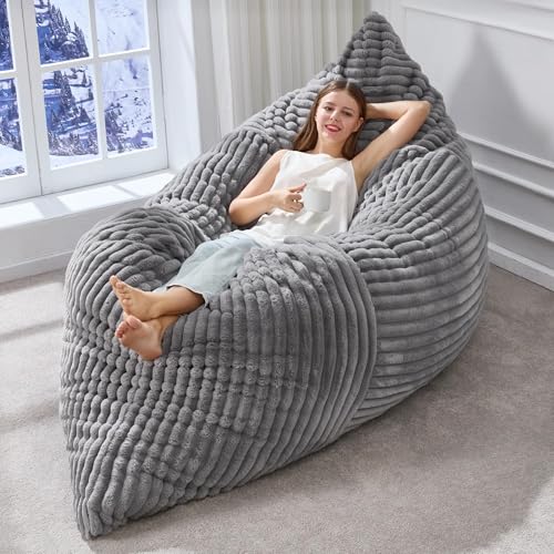 Hobestluk 3 in 1 Bean Bag Chair Giant Bean Bag Chairs Convertible Bean Bag Floor Cushion with Machine Washable Cover, Beanbag Chairs for Adult (Grey) - color: Grey