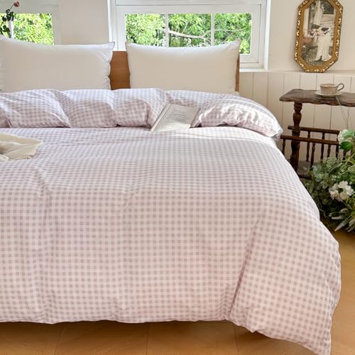 Pink Gingham Cotton Weighted Blanket Cover 48"x72", Checked Plaid Duvet Cover for Weighted Blanket, Grid Cotton Heavy Blanket Duvet Cover (Pink Gingham, 48"x72") - color: Pink Gingham (No Blanket), size: 48"x72"