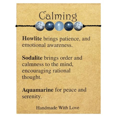 yfstyle Crystal Healing Stones Bracelets for Women & Men - Amethyst Anxiety Protection Bracelets - Natural Gemstones Jewelry Gifts - color: Calming