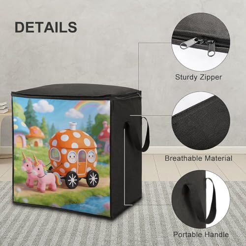 Orange Polka Dot Carriage Storage Bag Portable Closet Organizer Storage Bags Quilt Storage Bags with Zippered Breathable Storage Bag with Carry Handles for Blanket Pillow Bedding