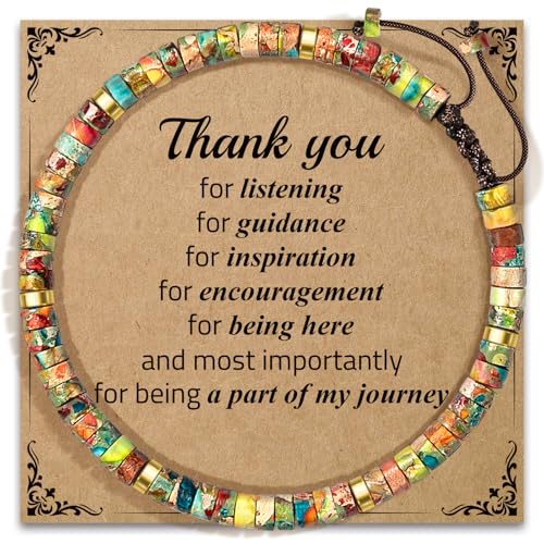 Thank You Gifts for Women: Teacher Appreciation Office Gifts for Coworkers Employee Boss Lady Manager Colleague Natural Stone Bracelet - color: King-JOURNEY