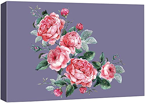 wall26 Canvas Print Wall Art Vintage Textured Pink & White Roses Floral Wilderness Drawings Modern Art Glam Closeup Colorful Multicolor Pastel for Living Room, Bedroom, Office - 12"x18" - color: Bse27-2107-33-slm46, size: 18"L x 12"W