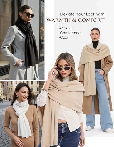PULI Women's Pashmina Shawl Wraps for Evening Dress Large Scarf Blanket Long Wedding Bridal Winter Warm Shoulder Wrap - color: Light Heather Gray