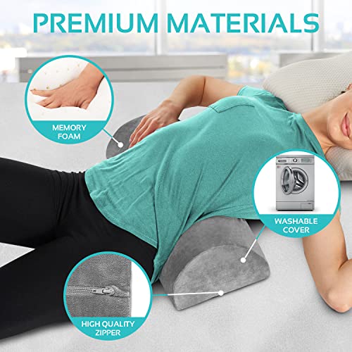 Knee Pillow for Back Sleeping | Large Half Moon Bolster Pillow for Legs, Under Knee Pillow for Sleeping on Back (20.5" x 8" x 4.5") Leg Pillow for Ankle and Foot Comfort, Machine Washable Cover, Grey - style: Knee Half Moon