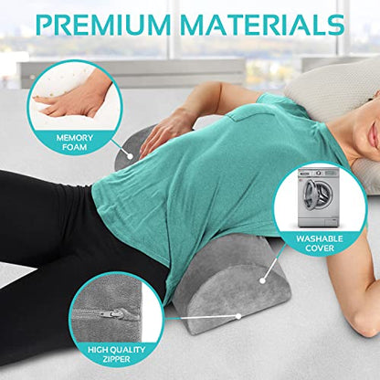Knee Pillow for Back Sleeping | Large Half Moon Bolster Pillow for Legs, Under Knee Pillow for Sleeping on Back (20.5" x 8" x 4.5") Leg Pillow for Ankle and Foot Comfort, Machine Washable Cover, Grey - style: Knee Half Moon