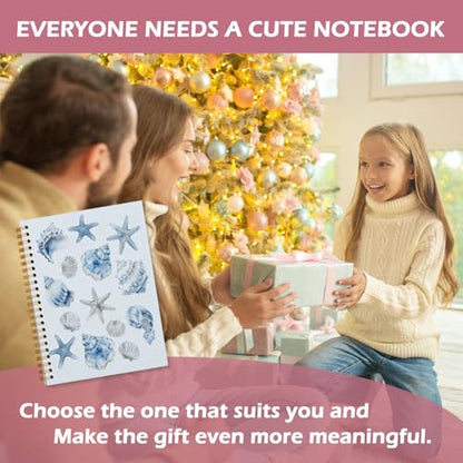 Blue Seashell Notebook Journal for Women Teen Girls, Preppy Beach Notebooks for College School Office Note Taking, Gifts for Women Teen Girls Kids Diary, 5.5x8.3 - color: blue
