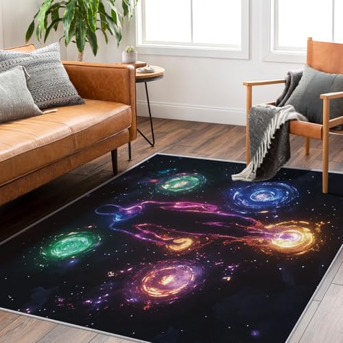 Yoga Rugs for Bedroom - Washable Seven Chakra Rugs for Living Room - 7x9 ft - Spiritual Meditation Design Area Rug & Home Decor - Chakra Indoor Carpet with Non Slip Backing - color: Purple, size: 7' x 9' (Rectangular)