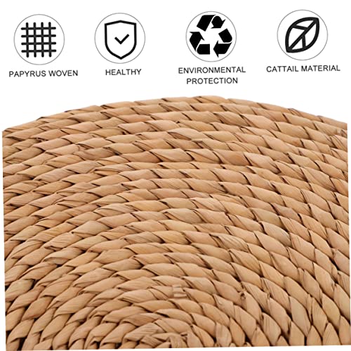 PRETYZOOM Thickened Woven Yoga Meditation Cushion Pad for Outdoor Picnics Natural Straw Floor Mat Comfortable Seating for Home and Garden Use Thick
