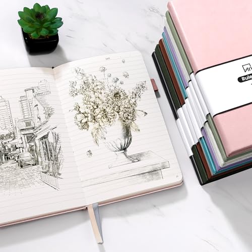 Annecy Lined Journal Notebook, Hardcover Leather Journal for Women & Men, 160 Numbered Pages, Medium 5.5" x 8.25", 100 GSM Thick Paper, Deep Green - color: Green, style: Lined
