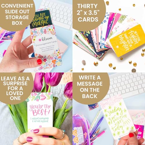 bloom daily planners Encouragement Card Deck - Cute Inspirational Quote Notecards - Set of Thirty 2" x 3.5" - Assorted Designs - color: Encouragement Cards