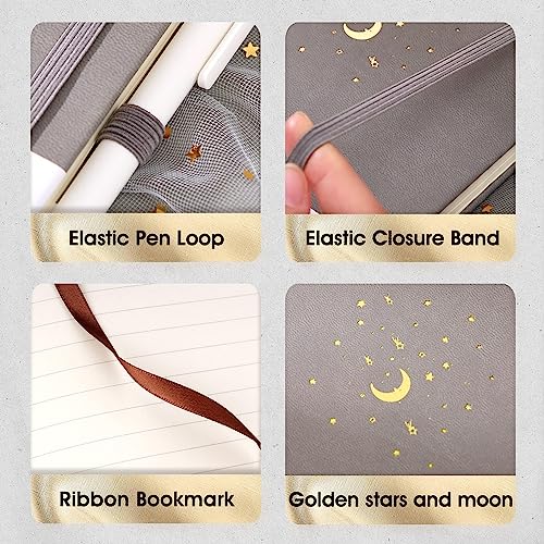 CAGIE Lined Journal Notebook for Work, Hardcover Notebook Journal with Pen Loop, A5 Notebook Journal Cover, Medium 5.7" x 8.3", (Gray Ruled), Gifts - color: 00 Pale Gray
