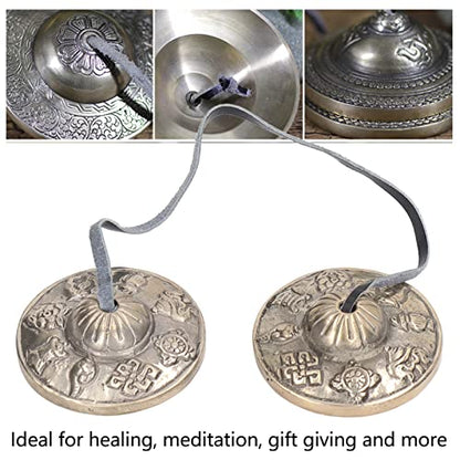 Tibetan Tingsha Meditation Bell Small Pure Copper Double Bell Handmade Bell for Healing, Mindfulness, and Gift Giving