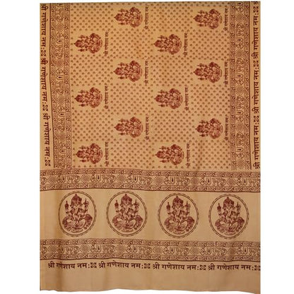 Prabhuji's Gifts Meditation Yoga Prayer Shawl with Ganesh, Peach Multi-Use Wrap - Unisex