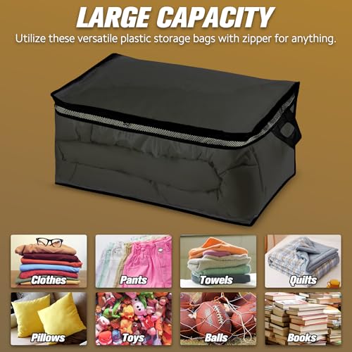 HIBAG 20 Gallon Large Storage Bag for Clothes, Zipper Clothing Storage Bag Organizer with Handles, for Comforters Blankets Pillows Bedding (Black, 2 Pack) - size: 20 gal Black - 2 pack