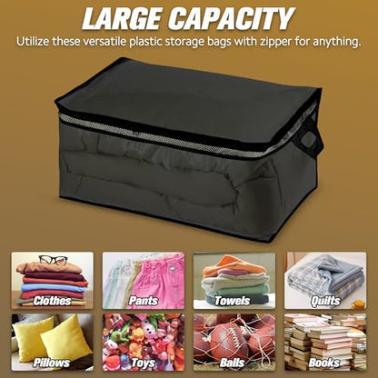 HIBAG 20 Gallon Large Storage Bag for Clothes, Zipper Clothing Storage Bag Organizer with Handles, for Comforters Blankets Pillows Bedding (Black, 2 Pack) - size: 20 gal Black - 2 pack