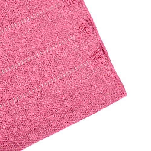 Sivi Herbal Organic Cotton Yoga Mat - Eco-Friendly Hand-Woven Non-Slip Rug - Thick & Comfortable (24”x72”x5mm) for Home Fitness & Yoga - color: Hibiscus