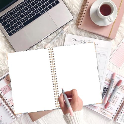 A5 Blank Notebook - 70 Sheets/140 Pages Blank Paper Notebook, 100 GSM Thick White Paper, 5.8" x 8.3" Spiral Blank Journal, Flowers - size: 1-Pack, style: Flowers